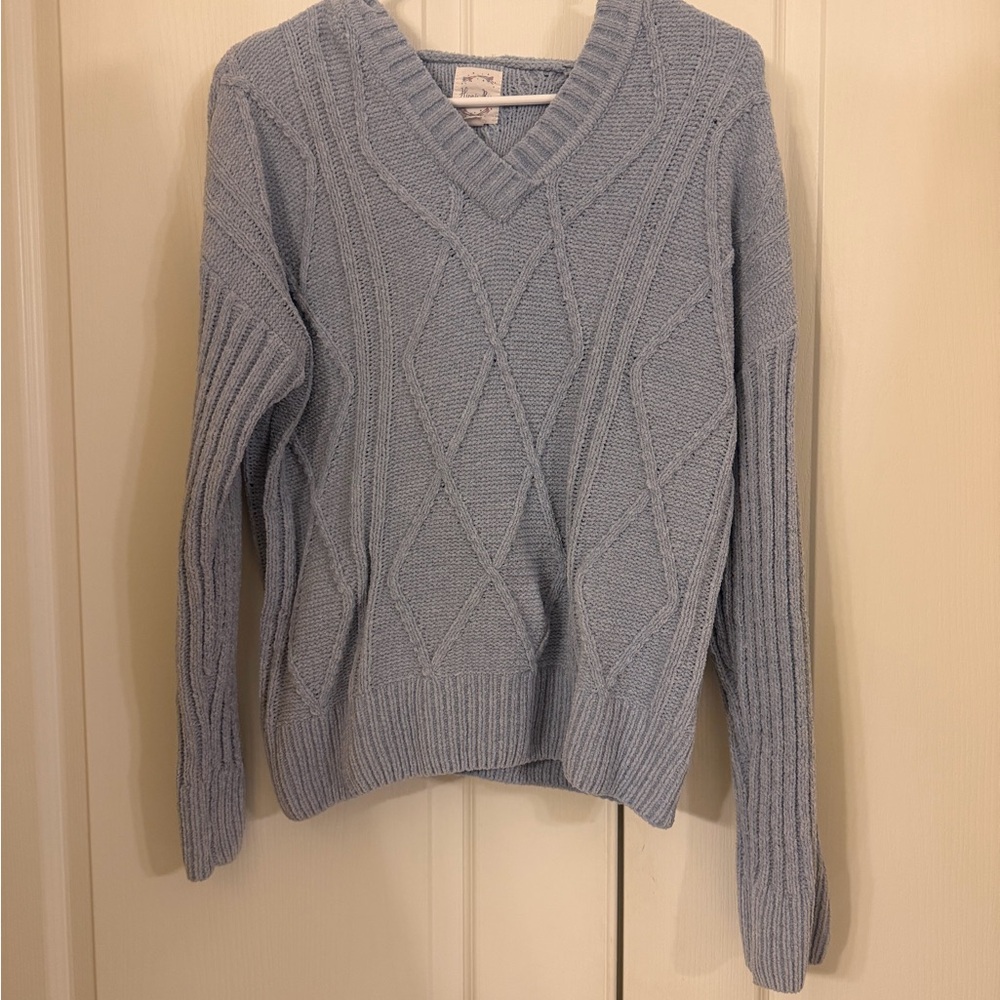 Hippie Rose Sky Blue V-Neck soft hooded Sweater!